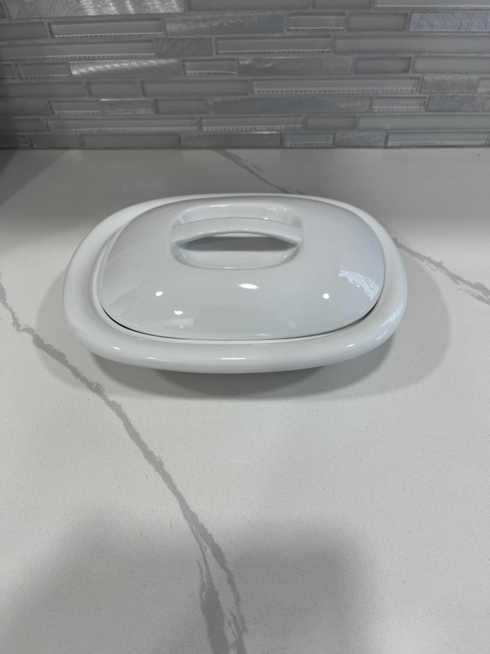 Covered White Ceramic Serving Dish with Lid